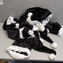 kockuu Long Fluffy Black and White Santa Hats Set with Plush Brim and Liner for Adults Christmas Hat Party Supplies & Gifts (2 Pack)