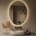 Keonjinn Oval LED Mirror 24 x 32 Inch, Backlit Mirror Bathroom with HD Tempered Glass, UL-Listed, 3 Color Temperatures, Stepless Dimmable, Defogging, Frameless Lighted Vanity Mirrors for Wall