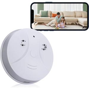 1080P Indoor Camera Smoke Detector with Night Vision with Night Vision and Motion Detection for Home,Business