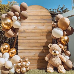 7.2FT Wooden Arch Backdrop Cover Spandex, Wrinkle Free Fitted Arch Background Cover Farmhouse Style, Vintage 2-Sided Round Top Chiara Arch Cover for Wedding Photography Birthday Baby Shower