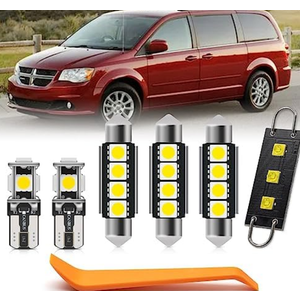 nsautolighting 10pcs Interior LED Lights Bulb Kit for Dodge Grand Caravan 2008 2009 2010 2011 2012 2013 2014 2015 2016 2017 2018 2019 Map Dome Door Trunk Lights Interior Bulbs Package + Install Tool
