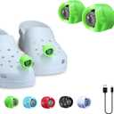 3 x RAHAN 2pcs Rechargeable Headlights for Shoe Charm Accessories,Flashlights Attachment for Shoe, LED Clogs Light with 3 Light Modes for Dog Walking, Camping, Running, Suitable for Adults Kids, Green