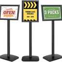 Mutualsign 3Pcs Heavy Duty Pedestal Sign Holder for Display, 8.5 x 11 inches Adjustable Floor Standing Sign Holder with Weighted Base ,Sign Stand for Indoor/Outdoor Advertising，Black