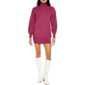 Forever 21 Women's Turtleneck Mini Sweater Dress (X-Large, Purple)