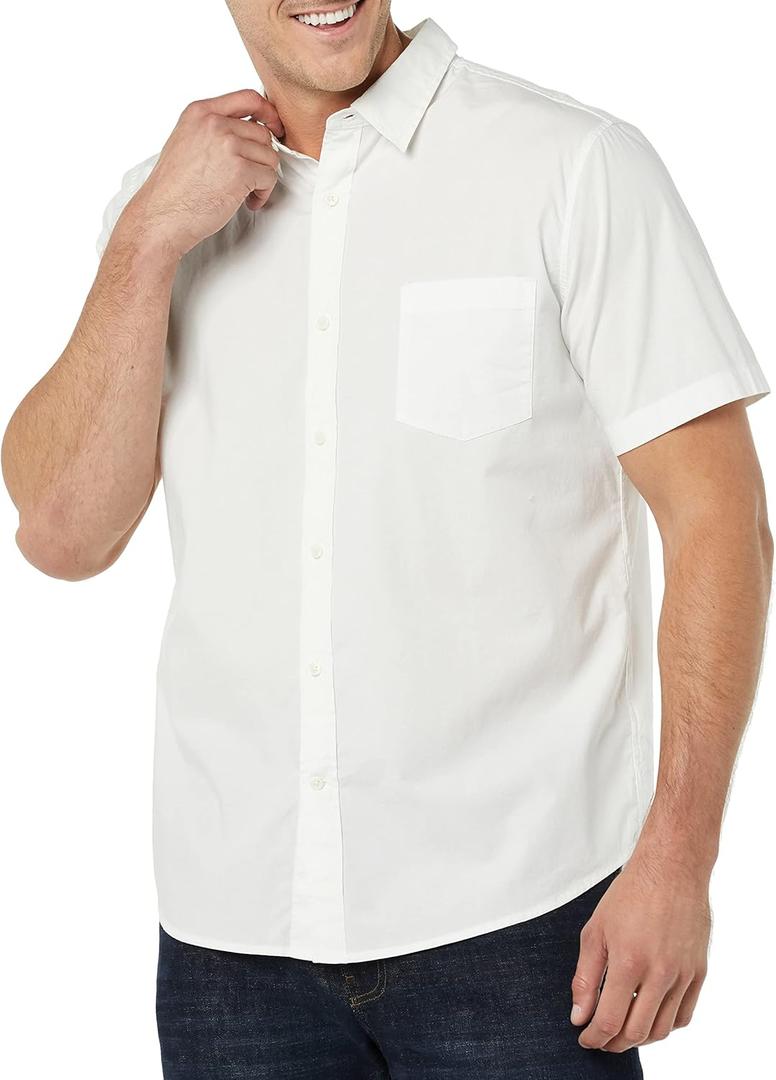 Amazon Essentials Men's Slim-Fit Short-Sleeve Poplin Shirt (XX-Large, White)