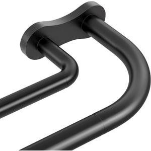 Double Curtain Rod 34-60 Inch, Black Wrap Around Blackout Dual Curtain Rods for Windows, Adjustable Heavy Duty Curved Spliced Room Darkening Double Rods, All Metal, Aluminium Bracket
