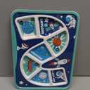 GSM Brands Kids Dinner Plate for Picky Eating Toddlers: Healthy Constructive Fun Meal Time, Divided Portions, Space Themed