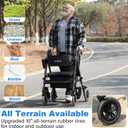Walkers for Seniors 2 in 1 Wheelchair Combo, 450 lb Foldable Rollator Transport Chair with Seat, Heavy Duty Rolling Walker 10" Wheels for All Terrain, Black