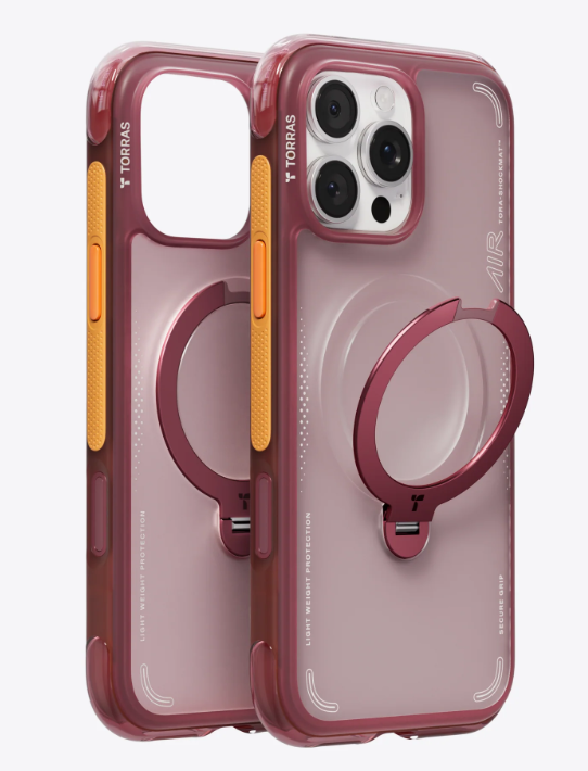 TORRAS Ostand Q3 Air for iPhone 16 Pro Max Case with 360 Magnetic Stand, Fit for MagSafe, Military Grade Drop Tested, Camera Control Button, Shockproof Phone Case for iPhone 16 Pro Max 6.9", Lava Red