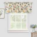 Watercolor Colorful Flowers Linen Kitchen Valance, Light Filtering Rod Pocket Small Window Curtains Valance for Kitchen Cafe Living Room Bathroom 54" x 18" Blush, Orange, Yellow