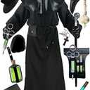 Absolute Vibe Plague Doctor Costume Cloak Robe Halloween Props Medieval Monk Priest Renaissance Cosplay, Size L