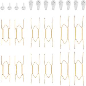 Bilillo 12 pcs Plate Hangers for The Wall, 6/8/10 Inch Invisible Decorative Wall Plate Hangers, Stainless Steel Plates Walls Hanger for Display Various Sizes with Hooks for Decorative