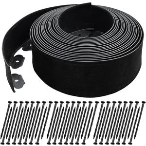 50 FT Landscape Edging No Dig [Extra Tall 4 Inch High] with 45 Spikes, Heavy-Duty Plastic Garden Edging Border (Black, 50 FT) (Black, 50FT)