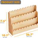 SpaceAid 3-Tier Scalloped Bookshelf, Montessori Bookcase for Toddlers, Wooden Book Shelf Organizer Display Furniture for Kids Rooms, Playroom, Nursery and Classroom, 36.7 Wide, Natural