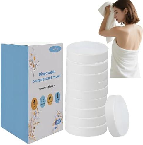 Upgraded Extra-Large Disposable Compressed Bath Towels, Travel towel, Disposable Bath Towels for Travel, 70×140cm, Quick - Dry, Hygienic, Space-Saving for Camping, Hiking, Gym & Hotel Use 8 Pac