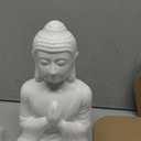 Ceramic Praying Buddha Figurine, Serene Medium Statue 11 Inches TallWhite