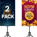 GSOW Poster Stand for Display, 80'' Adjustable Sign Stand Tripod, Retractable Poster Board Stand Double-Sided Banner Stand, Foldable Floor Standing Sign Holder Signage Stand with Portable Bag, 2 Pack
