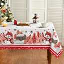 Horaldaily Christmas Tablecloth 60120 Inch Rectangular, Red Snowman Pine Snow Washable Table Cover for Party Picnic Dinner Decor