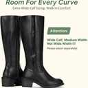 Jeossy Women's Knee High Tall Faux Leather Boots (Black, 10)
