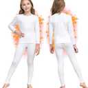 HEROBIKER Girls Thermal Underwear Set Ultra Soft Fleece Lined Kids Long Johns Top Bottom Thermals Kids Base Layer Winter Warm (Large, White)