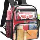 MAY TREE Clear Backpack Stadium Approved for Women and Men, Clear Bag for Stadium Events, Transparent bag for Concert Sporting Festival, Black