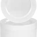 BESTVIP 100PCS 7 Inch White Plastic Dessert Plates, Disposable Plate for Appetizers, Small Cakes, Small Heavy Duty Disposable Plastic Plates for Parties, Wedding and Birthday