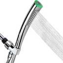 YOO.MEE LED Thermometer Handheld Shower Heads, Water Powered Light to Display Fahrenheit, Special for Skin Showering, Child and Pet Shower, Shower Accessories w/ 79'' Hose, Bracket, Polished Chrome