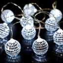 Zhanmai 30 LED Disco Ball String Lights Decor Lighted Mini Mirror Disco Balls Ornaments for 70s 80s Party Supplies Club(1.57 Inch Ball,Silver)
