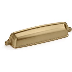 Khtumeware 2 Pack 5 inch (128mm) Gold Brushed Brass Cabinet Cup Pulls Drawer Pulls for Kitchen Cabinets