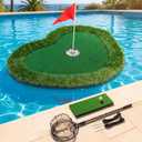 Wekin Floating Golf Green 35"x28" for Pool & Lake, Putting Green Mat with Golf Balls & Accessories, Water Golf Chipping Mat for Backyard, Outdoor Games