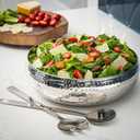Salad Bowl and Serving Utensils - Hammered Detailing - Stainless Steel Mixing Bowls with Lids- Luxurious Serving Bowls (12" Hammered Salad Bowl)