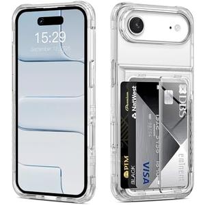 ACANDYA for iPhone Air Case Wallet Clear Protective Phone Case with Credit Card Holder Heavy Duty Protection Shockproof Anti-Scratch Anti-Yellow Cover for iPhone 17 Air 6.5 inch Transparent