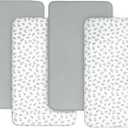 Baby Bassinet Sheets 4 Pack Compatible with 33" x 20" Mika Micky, Baby Delight, AMKE and Other Rectangle Bassinet Mattress, Ultra Soft & Skin Friendly, Washer & Dryer, Grey Leaf