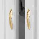 ESreake 4Pcs Arcuate Pulls Handles Knobs,3.8" C-C Modern Elegant Curved Handle Cabinet Pulls,Create a Spatial Aesthetic,S-Shaped Solid Zinc Alloy Drawer Pull (4 Pack, Pearl Gold, 3.8" Hole Centers)