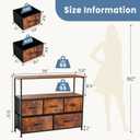 DUMOS TV Stand, Dresser with 5 Fabric Storage Drawers, Media Console Featuring Open Shelf for TV, Compact Entertainment Unit for Bedroom, Living Space, or Dorm Organization, Brown, 39.4"D x 11.8"W x 31.5"H