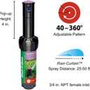 Rain Bird CP5000NP Purple Top Non-Potable Water Simple Adjust Gear Drive Rotor, Adjustable 40 - 360 Pattern, 26' - 38' Spray Distance