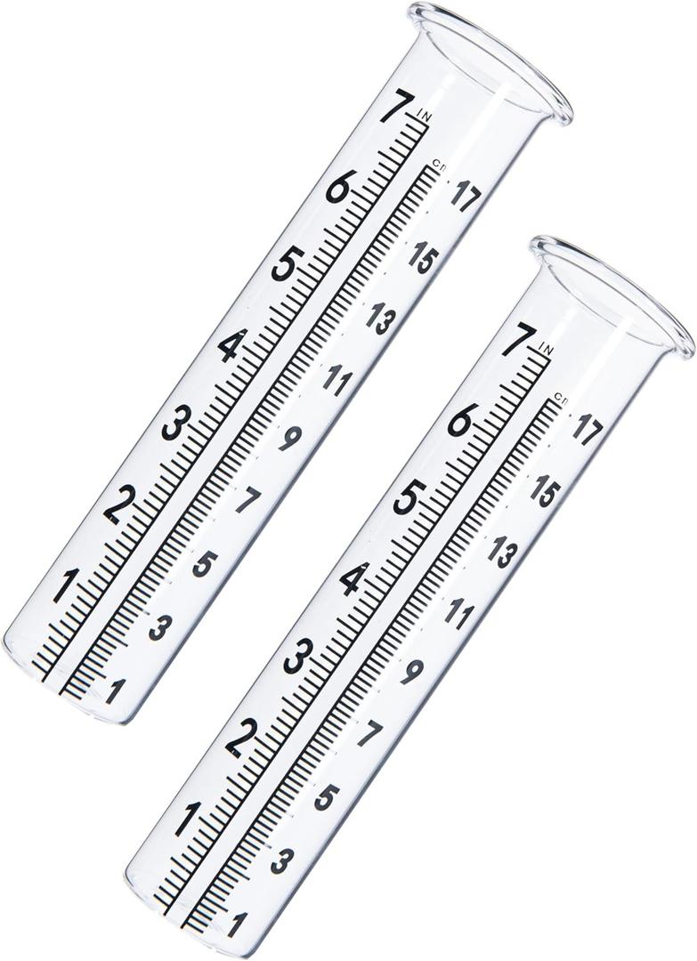 7" Capacity Rain Gauge Glass Replacement Tube with Lid Design for Yard Garden Outdoor Home (2)