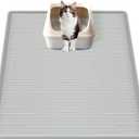 Silicone Cat Litter Mat, 24" x 24" Large Cat Litter Box Mat Litter Trapping Mat for Scatter Control, Waterproof, Soft on Kitty Paws, Clean Floor (Grey)