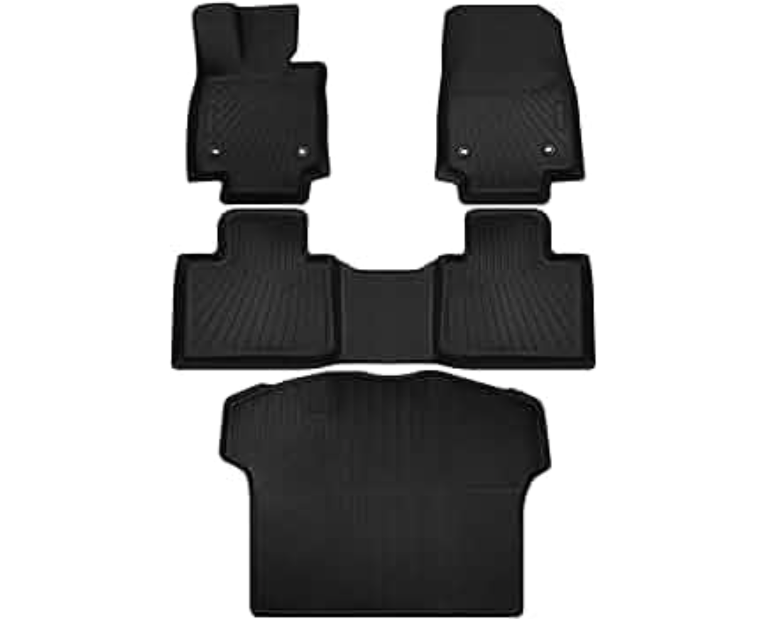 Floor Mats & Cargo Liner for Lexus 2023 2024 2025 RX/RX350/RX350h/RX500h,All Weather Protection TPE Rubber Floor Liners Full Set Automotive Mat Accessories,1st & 2nd & Rear Row & boot mat,Black