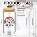 Potchen 6 Pack Administrative Professional Day Appreciation Gifts for Women 16oz Glass Cups with Lids Straws and Brushes Admin Assistant Secretary Thank You Gifts for Office Coworkers Employee