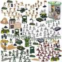 Blue Panda 300-Piece Military Toys Set - Plastic Army Men Action Figures & Toy Soldiers Playset with Tanks, Planes, Flags & Accessories for Boys Age 8+