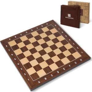 Wooden Chess Board 16 Inch - Professional Tournament Chessboard Only, Premium Wood Board Game with Notation, Scratch-Resistant UV Coating, Portable Table Chess Board No Pieces with Gift Package