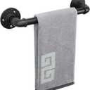 NearMoon Industrial Pipe Towel Bar, Heavy Duty Bathroom Hardware Towel Holder Accessory, Wall Mounted DIY Rustic Iron Bathroom Towel Rack Holder (12 Inch, Black)