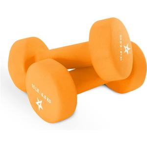 Yes4All Neoprene Coated Dumbbell Hand Weight Sets of 2 - Multiple Weight Options with 15 Colors, Anti-roll, Anti-Slip, Hexagon Shape (M. Dark Orange - 15lbs - Pair)