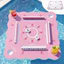 Large Floating Mahjong Table for Pool, Double Sided Waterproof Floating Pool Tray for Mahjong, Poker, Cards, Dominoes Scrabble, Water Game Table with Cup Holders for Hot Tub, Beach, Backyard Parties, 32 inches