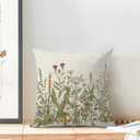 AEIOAE Sage Green Pillow Covers 22x22 Inch Set of 2, Spring Wildflower Plant Throw Pillows Case,Seasonal Floral Outdoor Decorative Flowers Farmhouse Decor Cushion Covers for Home Sofa Bed Couch