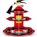 Zopeal 3 Tier Fire Hydrant Cupcake Stand Party Decorations Fire Truck Cupcake Holder Hydrant Birthday Dessert Stand Cake Holder for Birthday Party Supplies