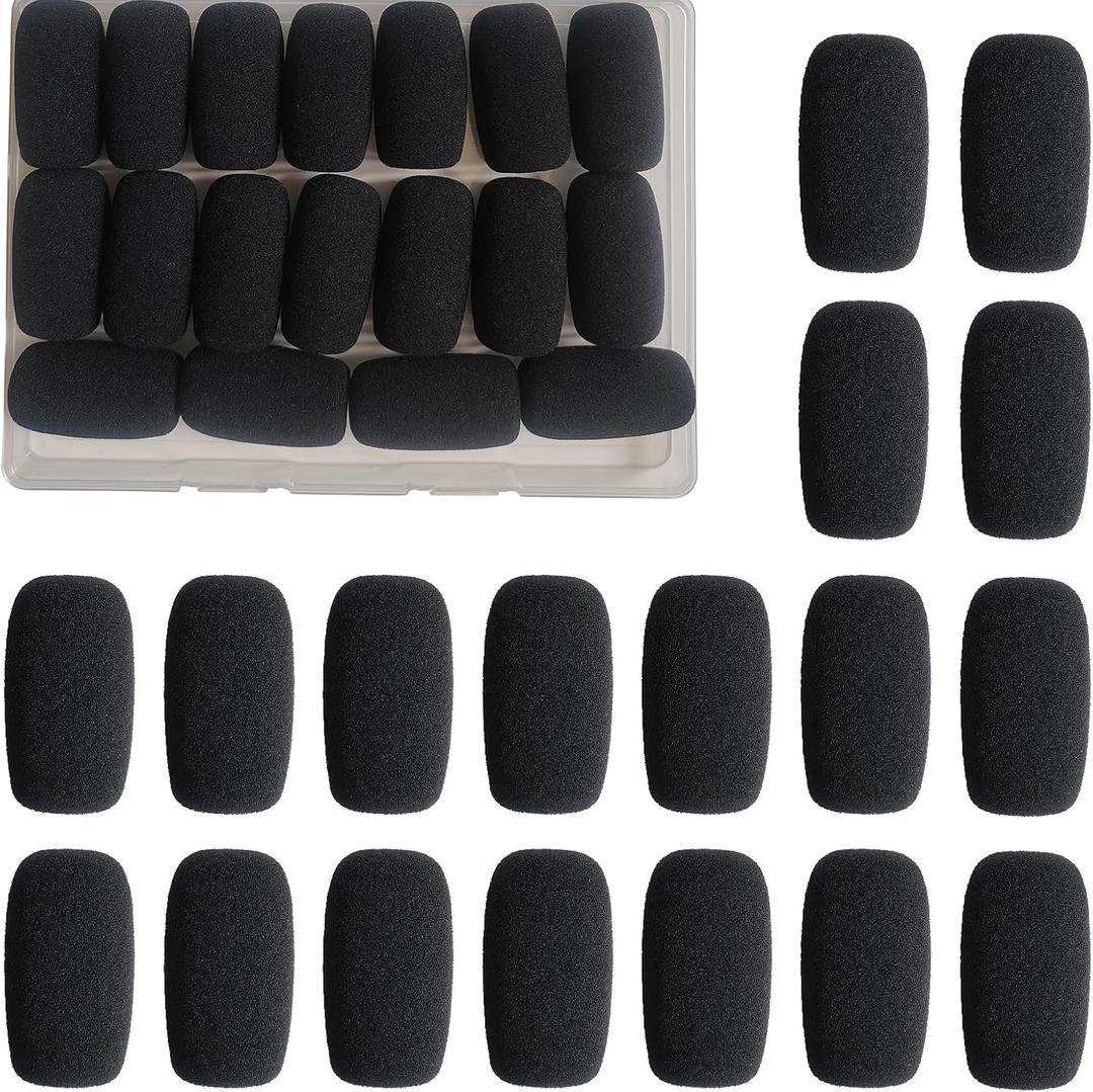 18 Pack Mini Foam Windscreen for Headset Microphone - High Density Mic Covers for Protection of Lavalier Microphones