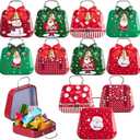 BrightRow 12 Sets Mini Suitcase Christmas Candy Box Tin with Bows Party Favor Tinplate Small Cookie Treat Biscuits Boxes for Christmas Wedding Jewelry Coin Holiday Gifts