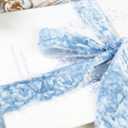 MAYREEL 1 Inch Dusty Blue Crushed Velvet Ribbon Frayed Edge Hand Torn Fringe for Bridal Bouquets Invitations Vow Books Gift Baskets Hair Bows 6 Yards